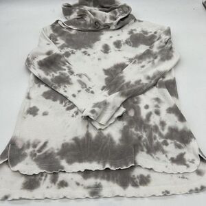 Jane and Delancey Tie Dye Hoodie Sweatshirt Top Size M Lightweight Gray White